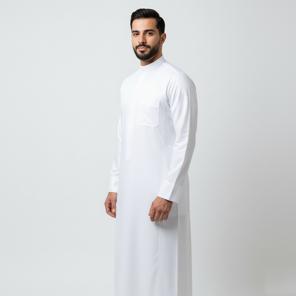 Nusuki Classic Zipper Thobe - White