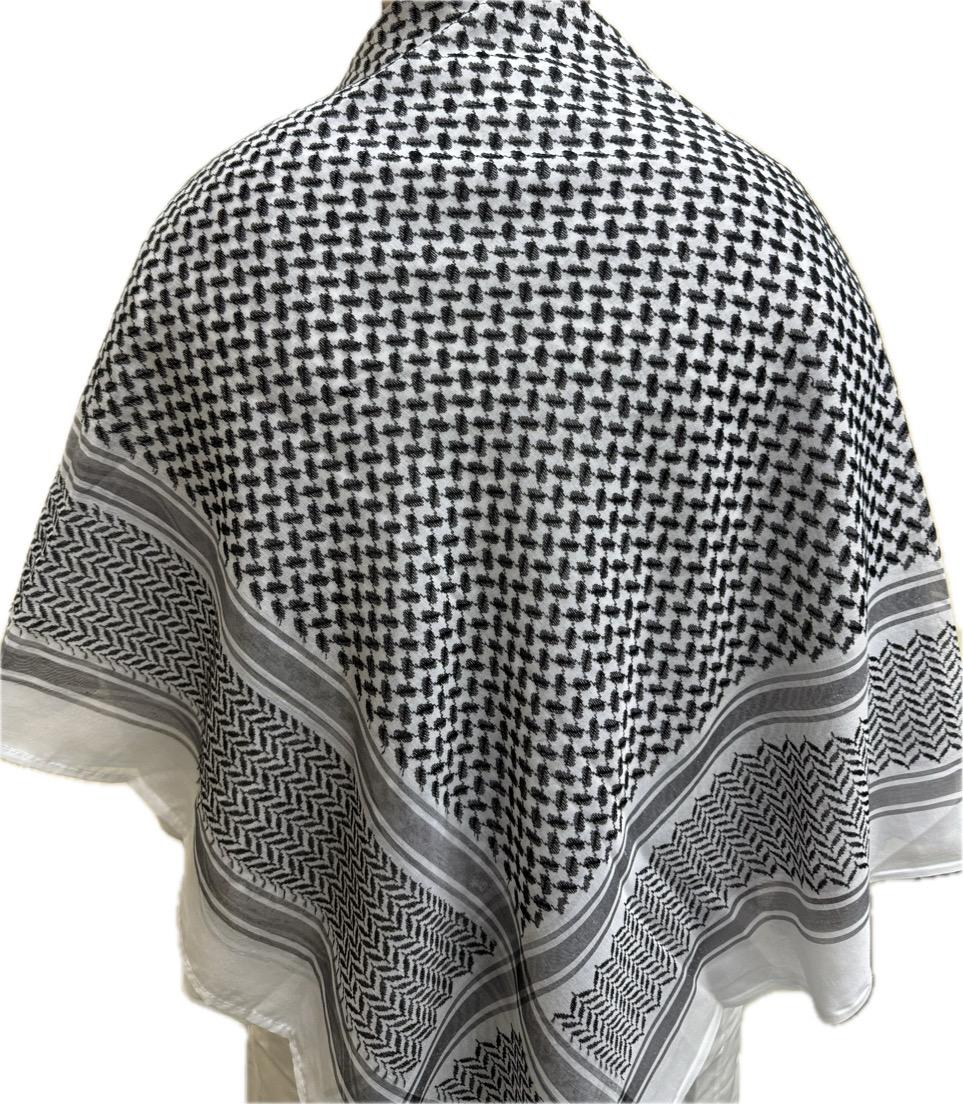 Nusuki Men’s Black Palestinian Scarf – X-Large Keffiyeh | Traditional Shemagh Wrap