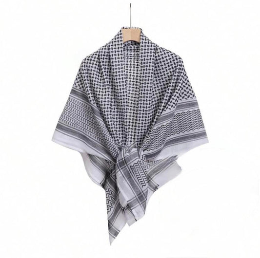 Nusuki Men’s Black Palestinian Scarf – X-Large Keffiyeh | Traditional Shemagh Wrap