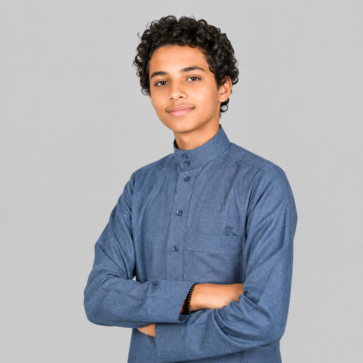 Kids Winter Thobe - Blue Grey - For Ramadhan , Eid , Events & Casual Use - Thaub , Thawb Thaob , Jubba , Dishdasha