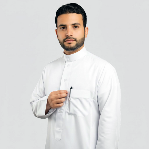Comfort Thobe - White - Men's Budget Clothing For Ramadhan , Eid & Casual Use - Suitable for Summer Season - Jubba , Thawb , Thaob , Thoubb , Disdasha