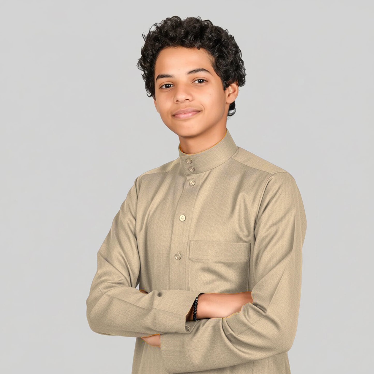Kids Winter Thobe - Beige - For Ramadhan , Eid , Events & Casual Use - Thaub , Thawb Thaob , Jubba , Dishdasha