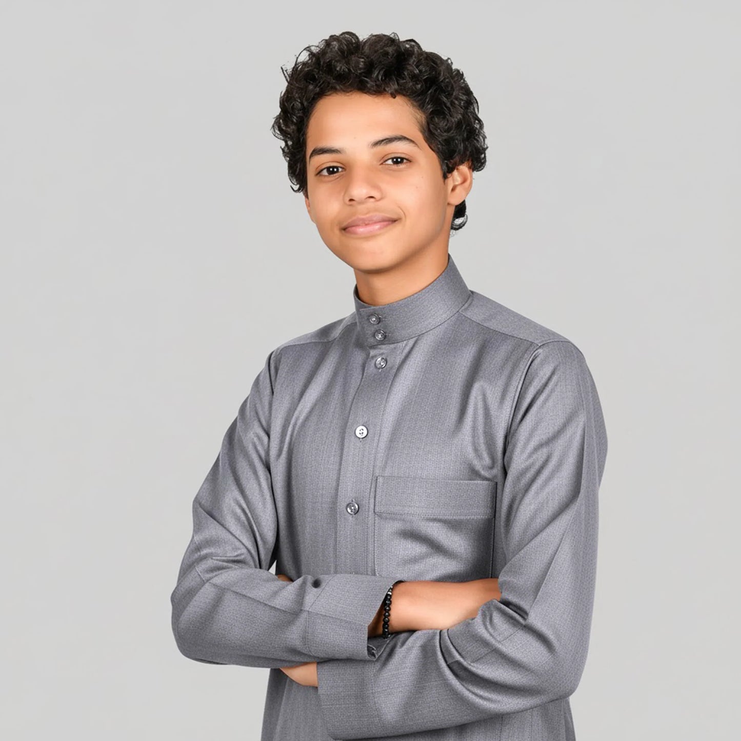 Kids Winter Thobe - Grey - For Ramadhan , Eid , Events & Casual Use - Thaub , Thawb Thaob , Jubba , Dishdasha