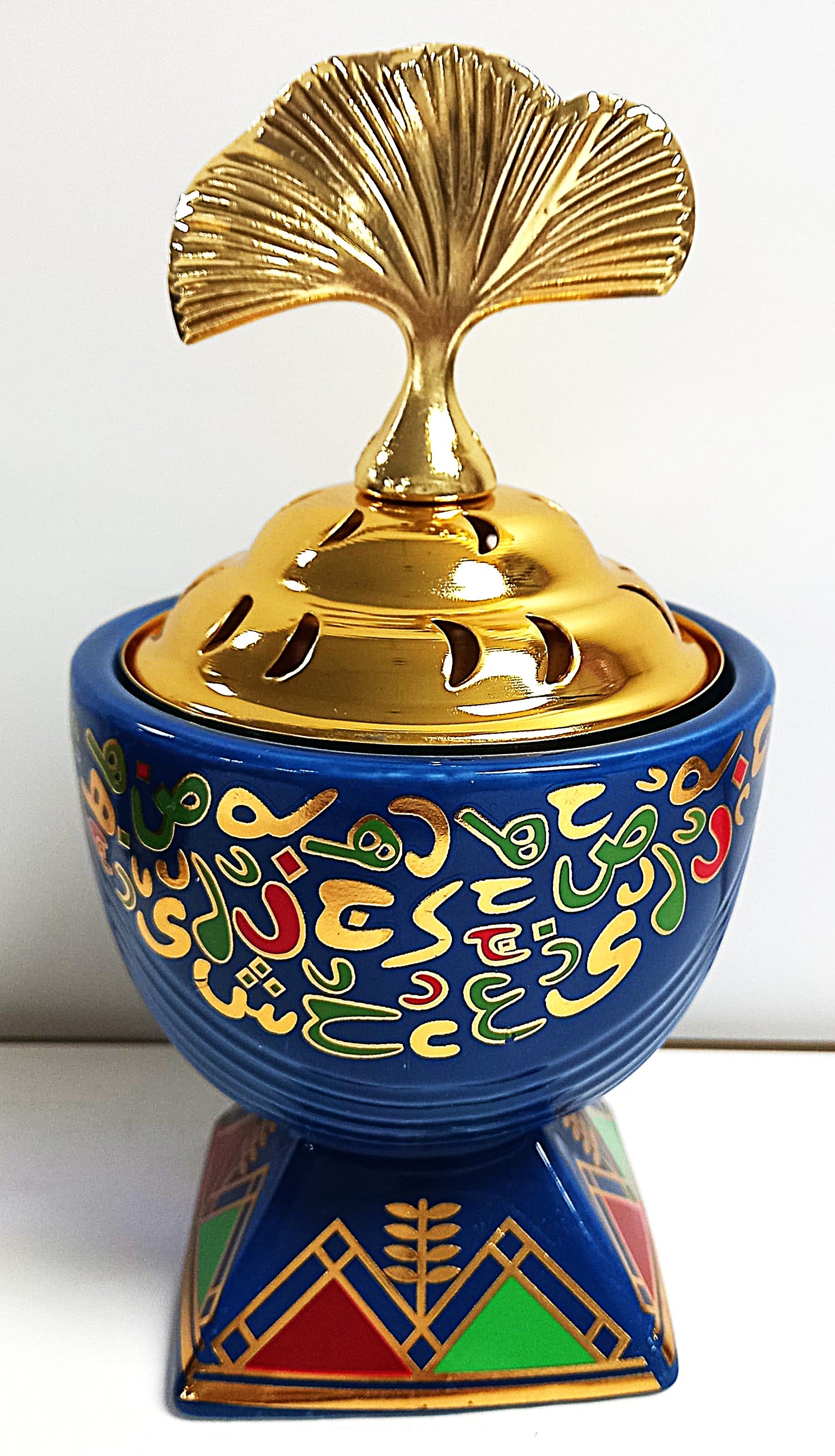 Luxury Arabic Calligraphy Incense & Oud Burner – Blue & Gold