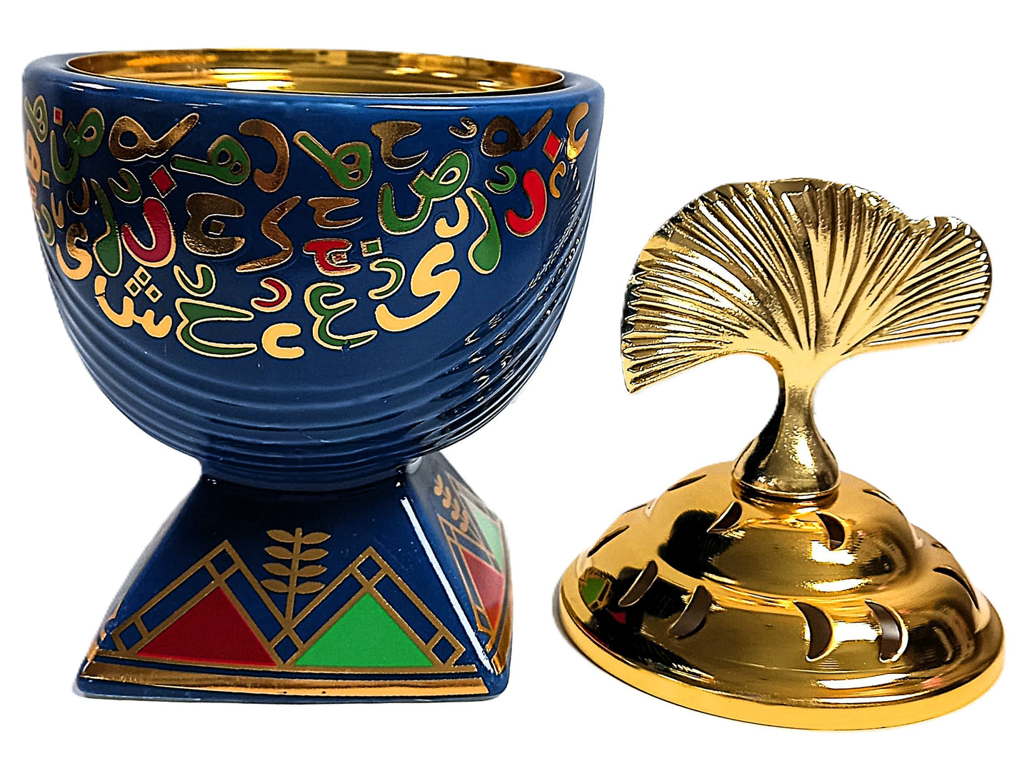 Luxury Arabic Calligraphy Incense & Oud Burner – Blue & Gold