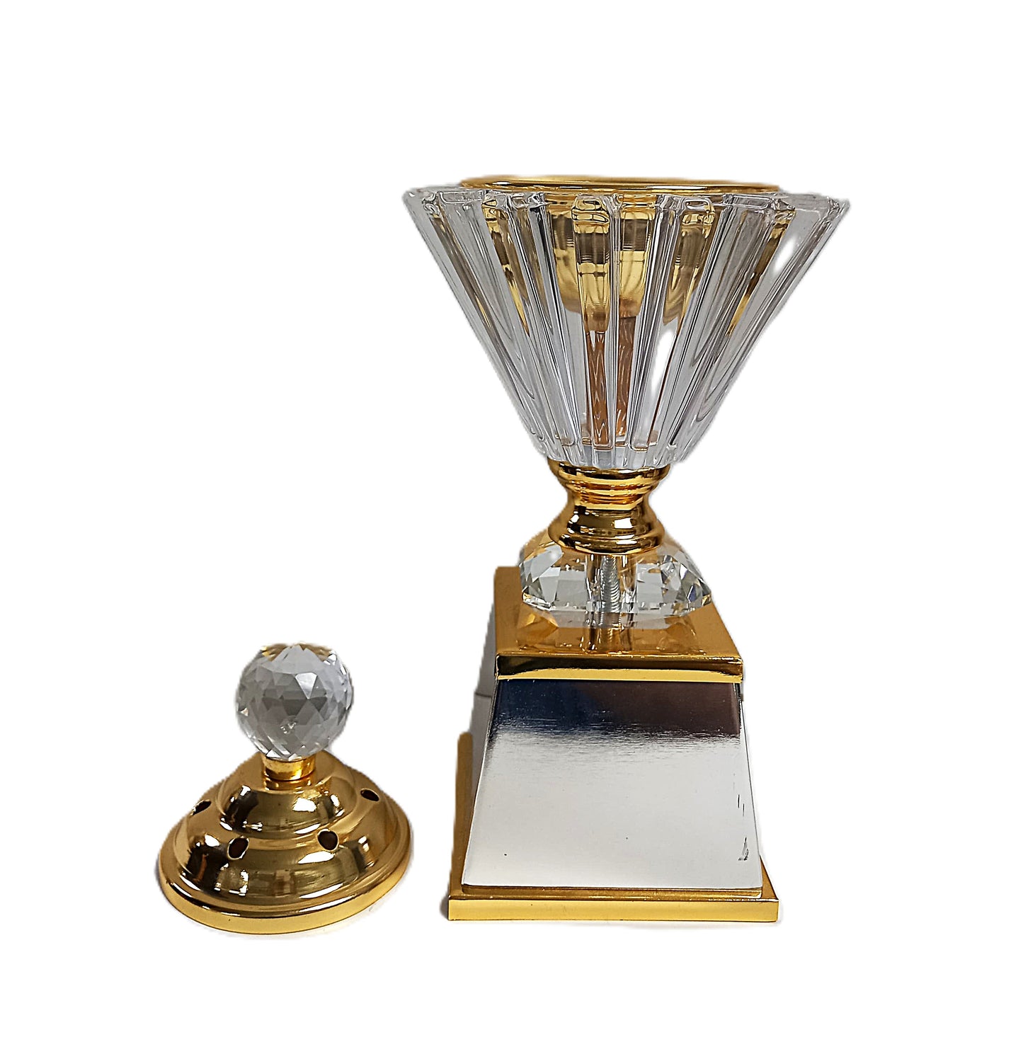 Crystal Gold Mubkhar – Elegant Arabic Incense Burner Decor