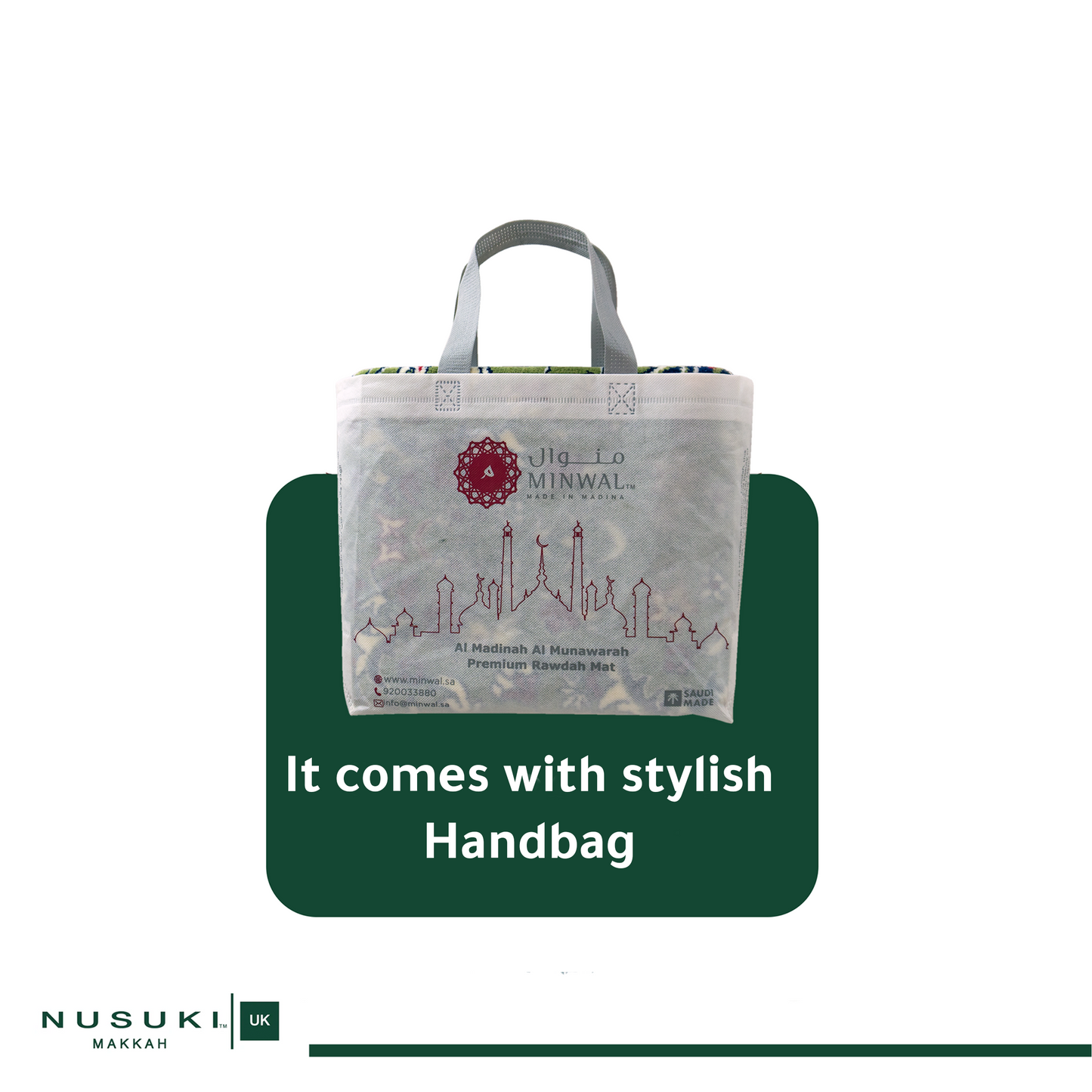 Al Rawda Premium Prayer Mat with Handbag
