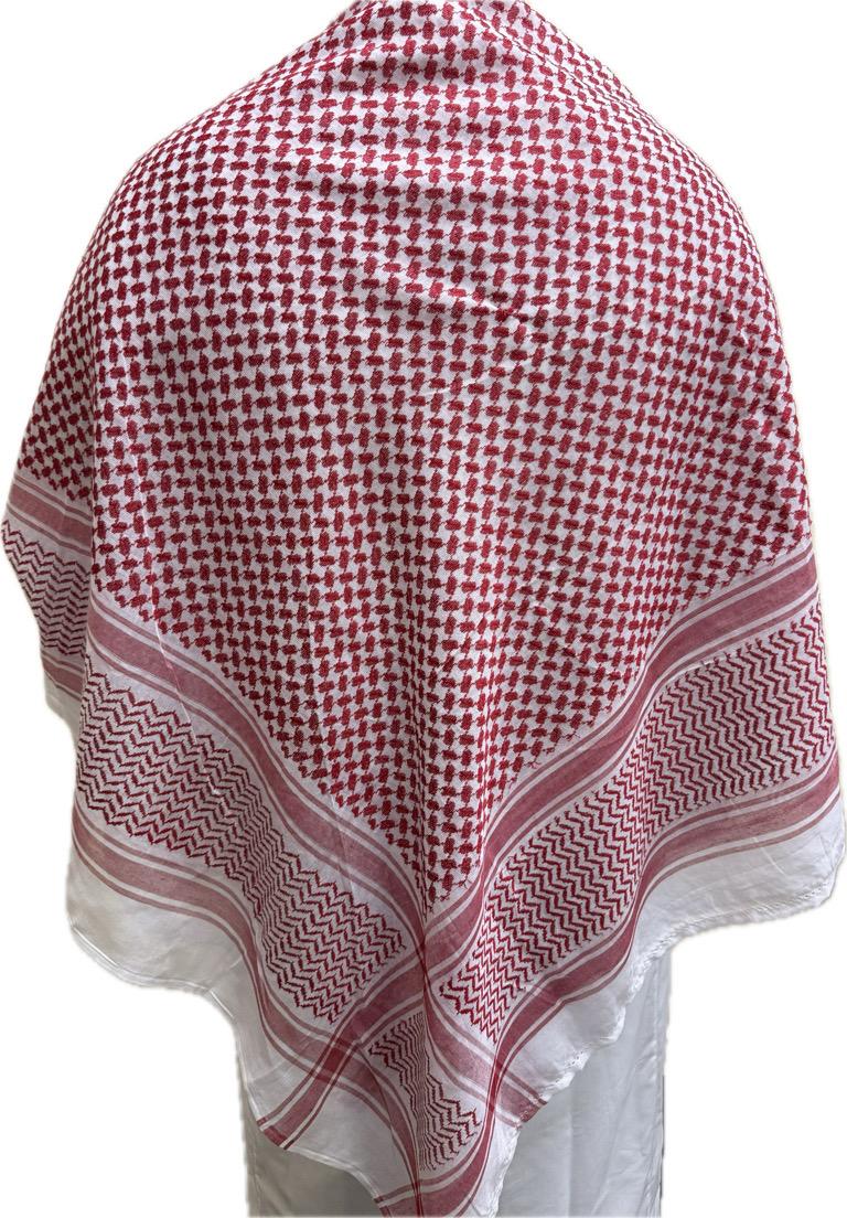 Nusuki Men’s Red Palestinian Scarf – X-Large Keffiyeh | Traditional Shemagh Wrap