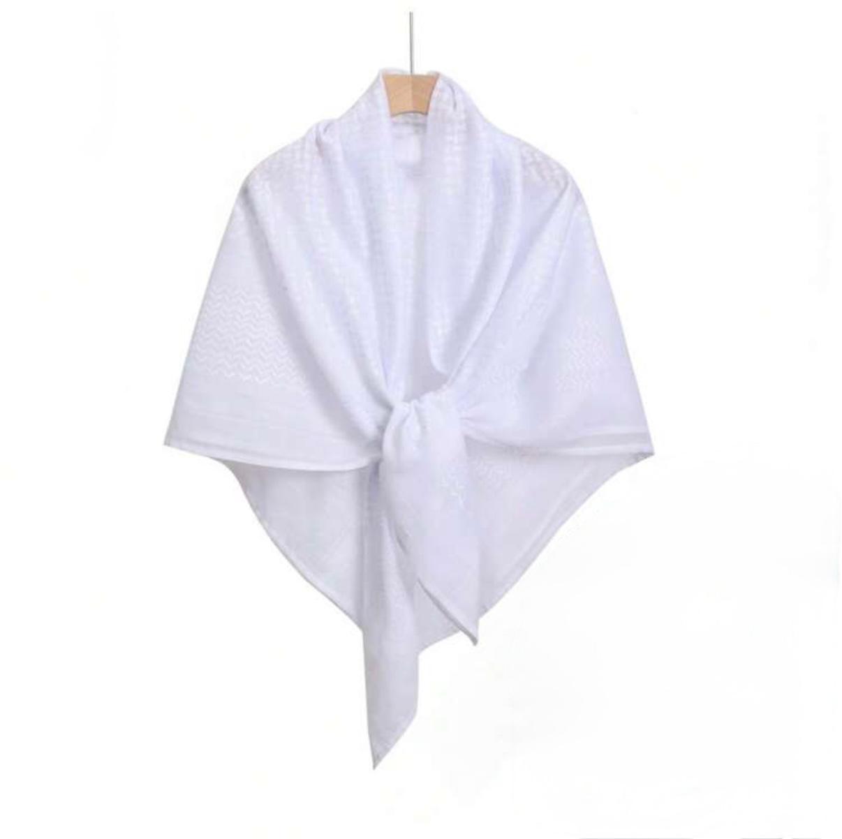 Nusuki Men’s White Palestinian Scarf – X-Large Keffiyeh | Traditional Shemagh Wrap