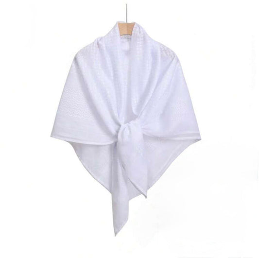 Nusuki Men’s White Palestinian Scarf – X-Large Keffiyeh | Traditional Shemagh Wrap