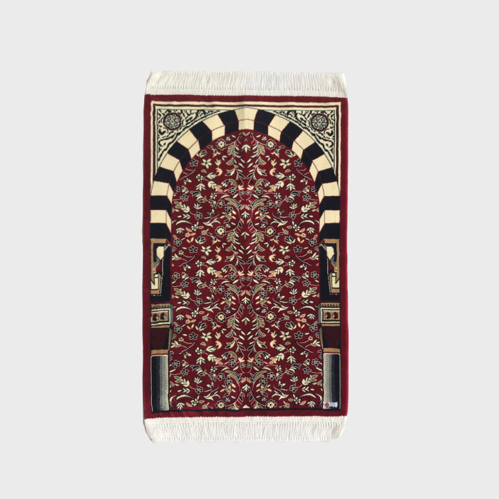 Al Rawdha Al Sharifa Prayer Mat - Red - Nusuki.UK
