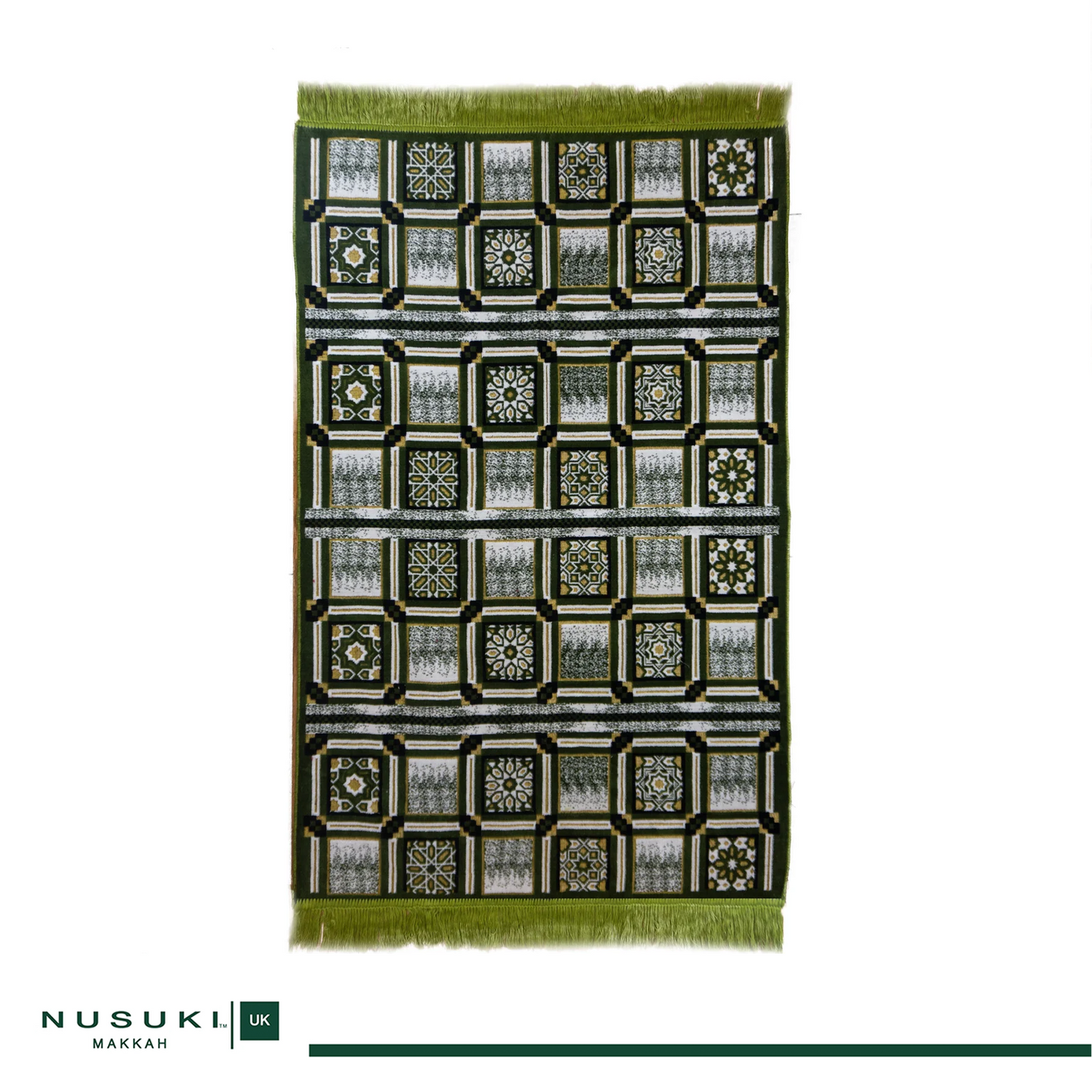 Minwal Al Mutamayiza XL Green Prayer Mat – Salah Rug for Men & Women