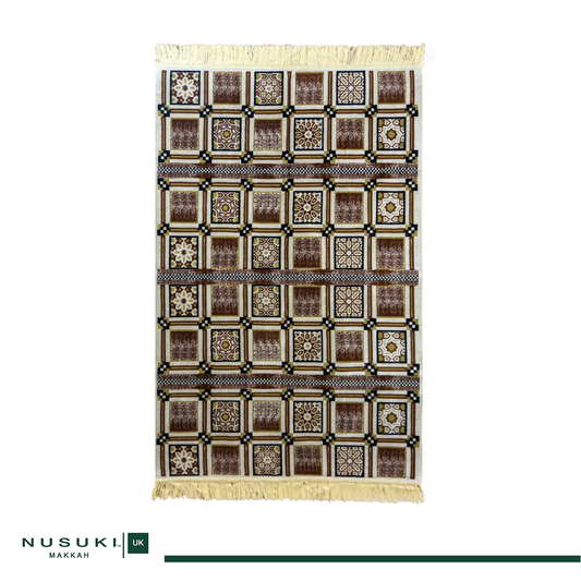 Minwal Al Mutamayiza XL Brown Prayer Mat – Salah Rug for Men & Women