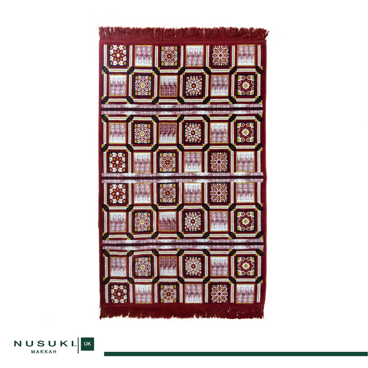 Minwal Al Mutamayiza XL Red Prayer Mat – Salah Rug for Men & Women