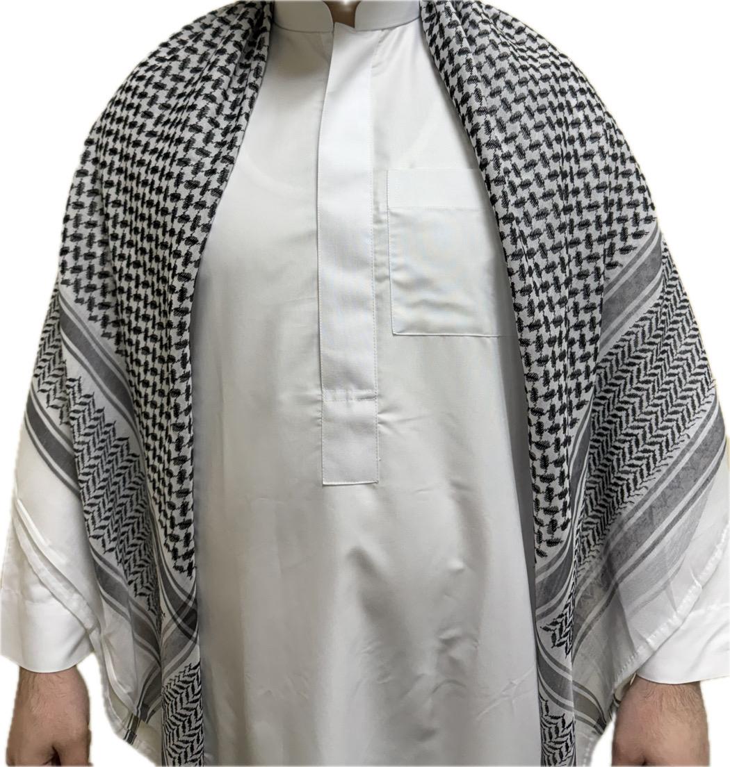 Nusuki Men’s Black Palestinian Scarf – X-Large Keffiyeh | Traditional Shemagh Wrap