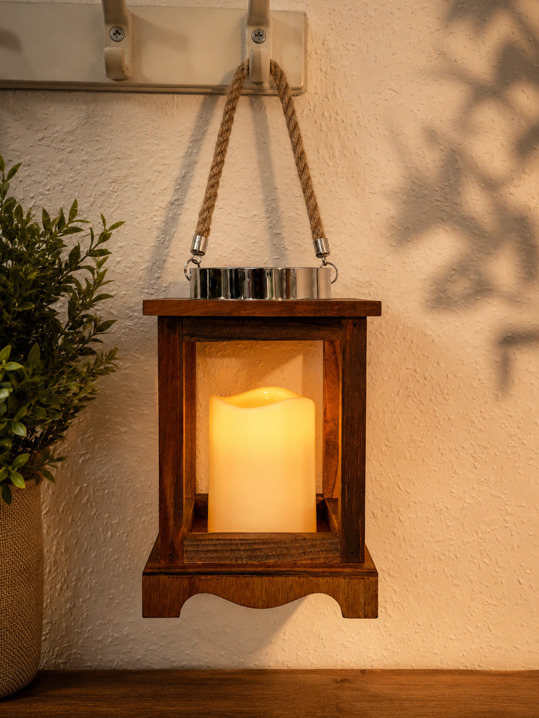 Rustic LED Hanging Lantern with Flameless Candle – Warm White Decorative Indoor & Outdoor Light