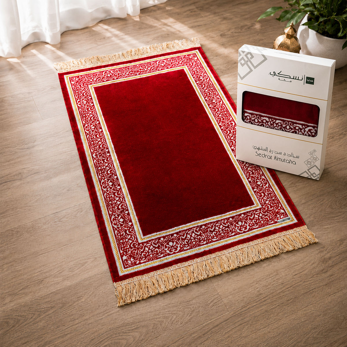 Sidrat Al Muntaha Velvet Prayer Mat by Nusuki | Premium Islamic Prayer Rug