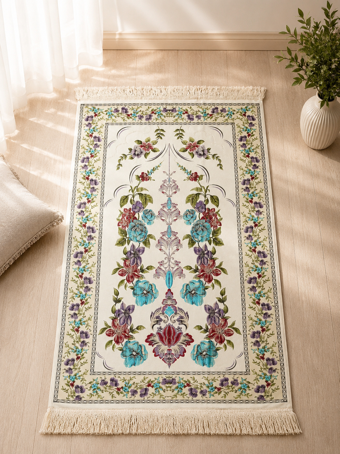 NUSUKI Premium Turkish Floral Prayer Mat