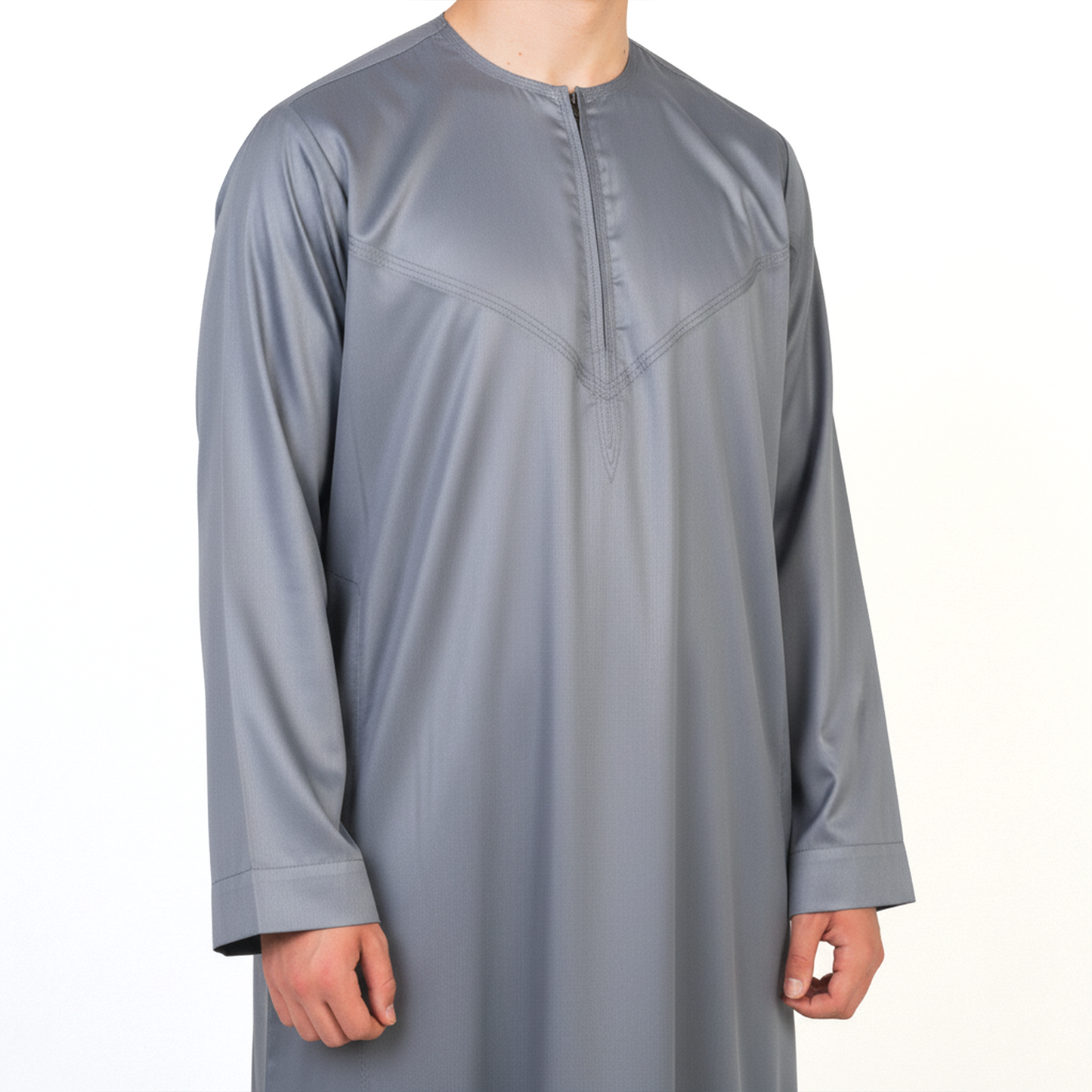 Emarati Thobe - Light Grey - Men's Clothing For Ramadhan , Eid & Casual Use - Thaub , Thawb Thaob , Jubba , Dishdasha