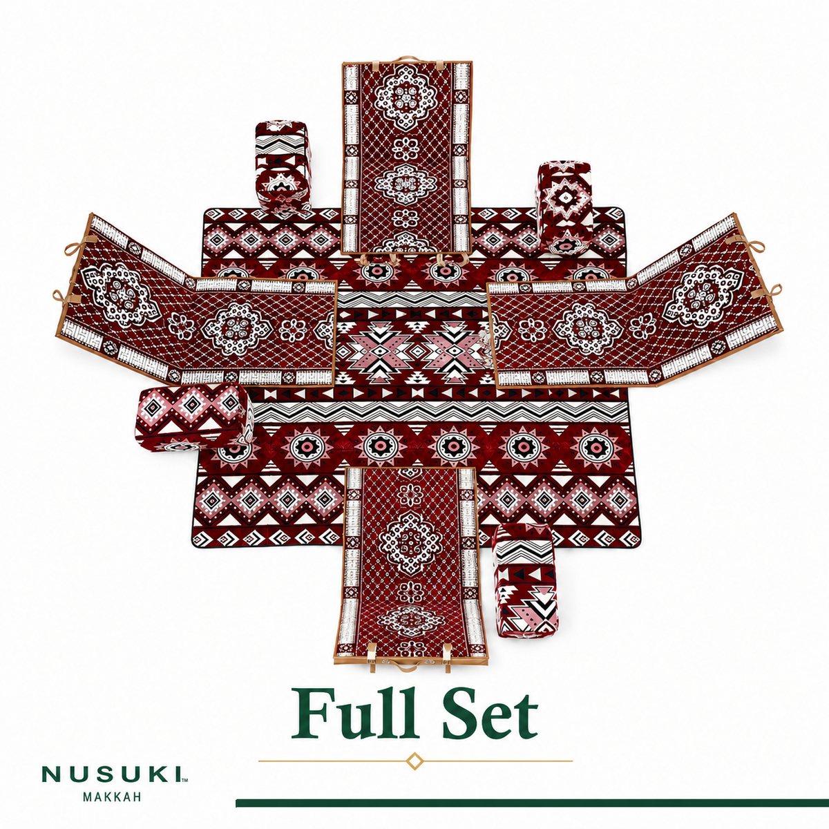 Nusuki Luxury Traditional Majlis Seating Set – 9 Piece Arabian Floor Seating Set