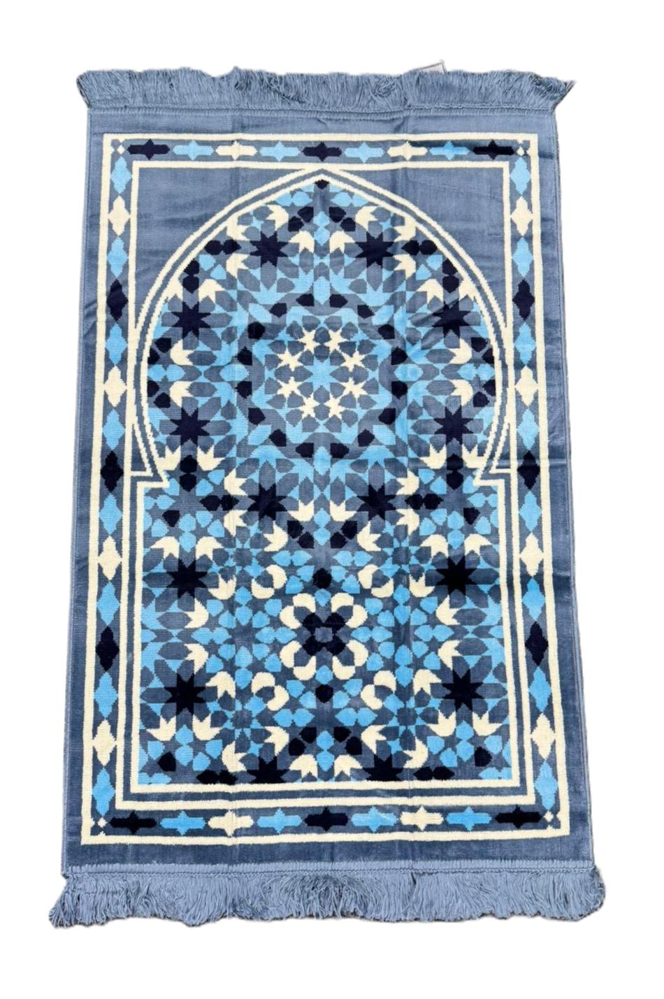 Minwal Fur Prayer Mat – Rose Arabesque - Design 5 - Islamic Rug Sajjada Sajada Musalla Janamaz