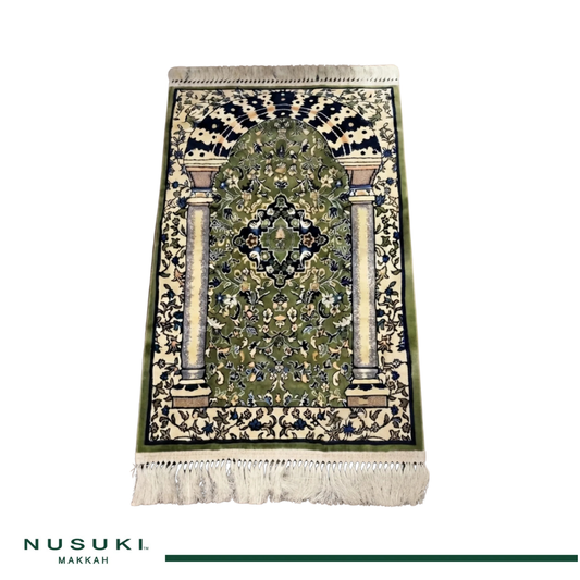Mihrab Nusuki Premium Islamic Prayer Mat with Portable Fabric Bag