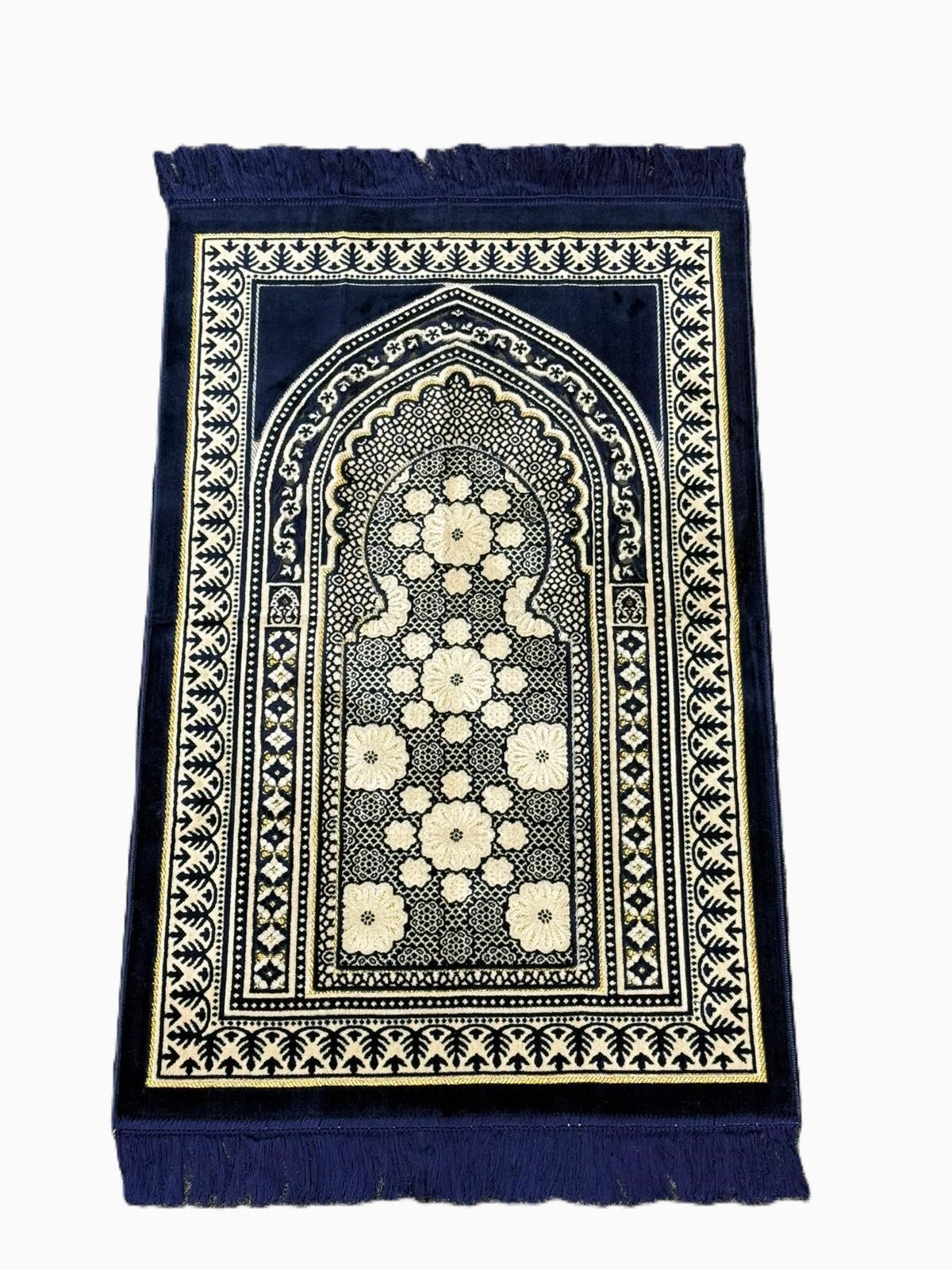 Genova D2 Premium Velvet Prayer Mat (Includes Matching Gift Box) – Midnight Navy Luxury Edition
