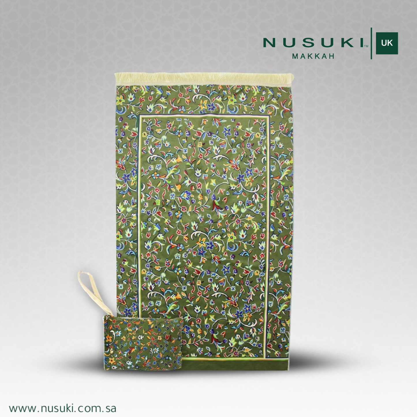 Travel Prayer Mat - Rawda Green with Bag