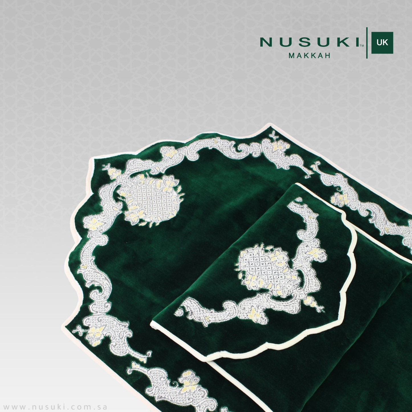 Minwal Modern Padded Prayer Mat Arched Green with Handbag