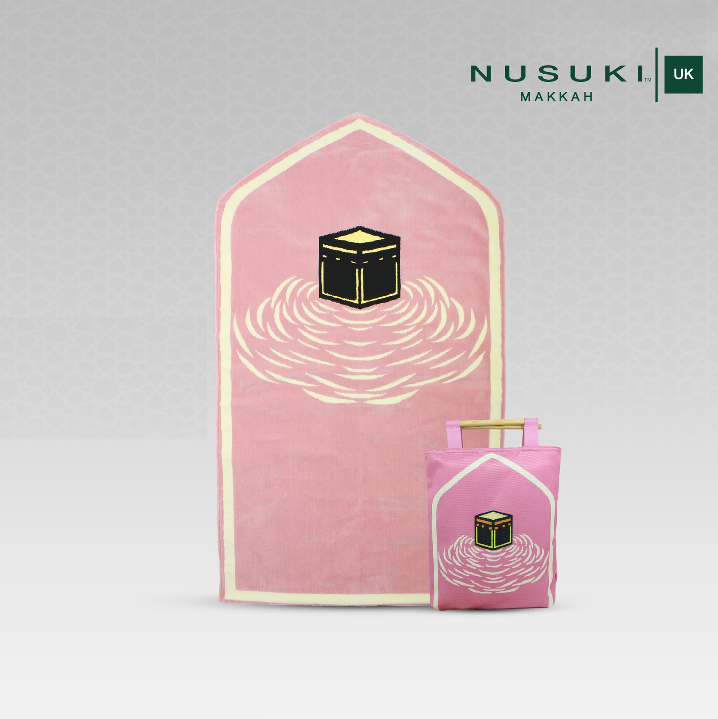 Alkabah Modern Padded Prayer Mat arched with Handbag