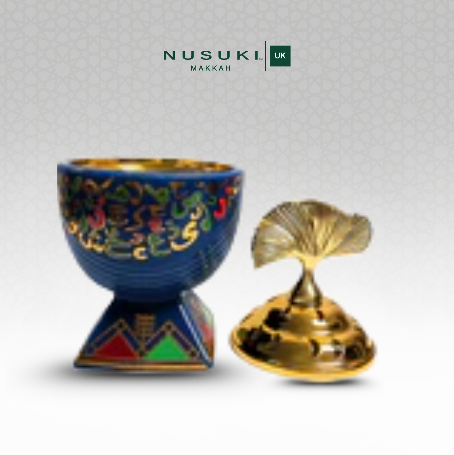 Luxury Arabic Calligraphy Incense & Oud Burner – Blue & Gold