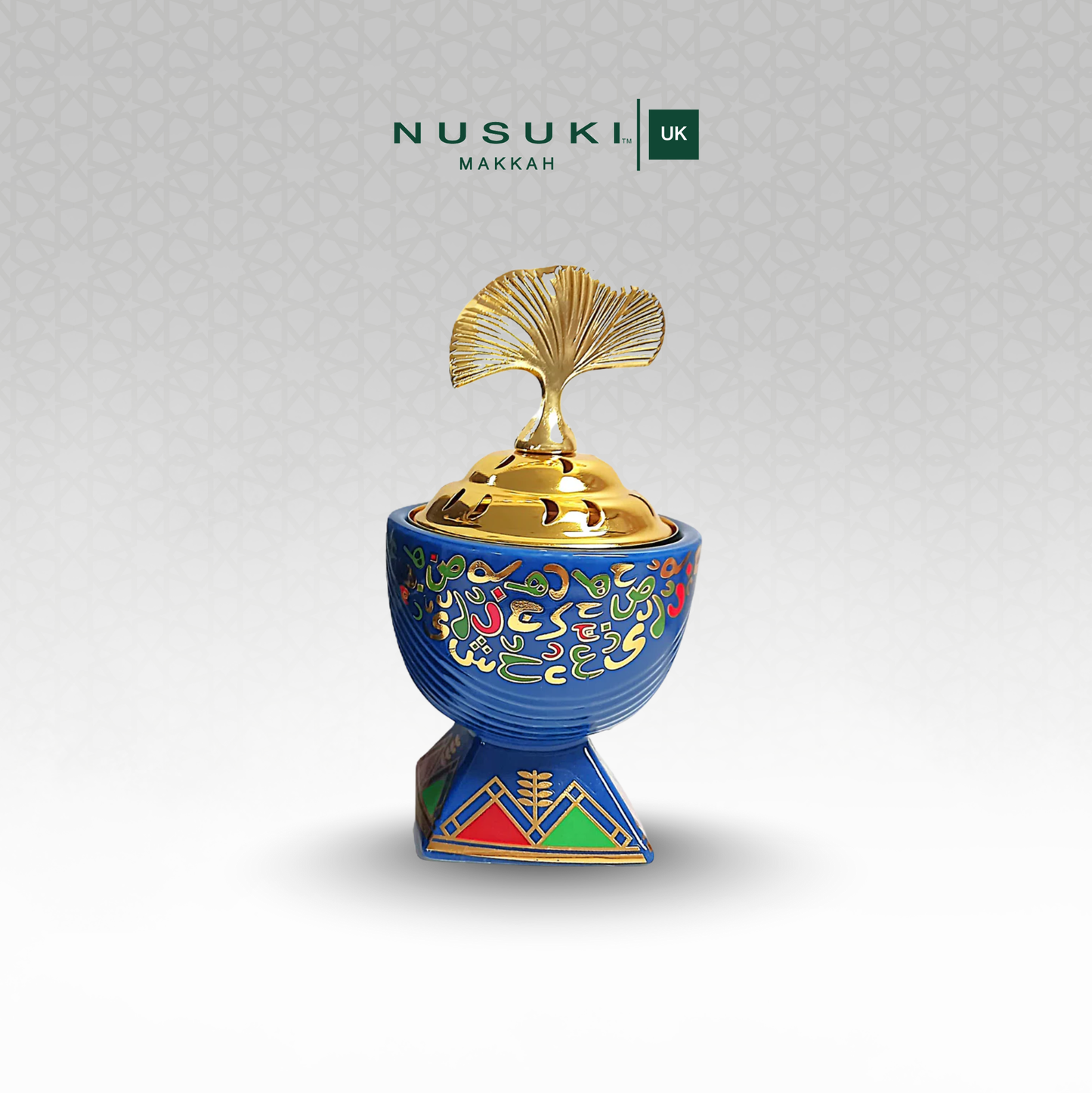 Luxury Arabic Calligraphy Incense & Oud Burner – Blue & Gold