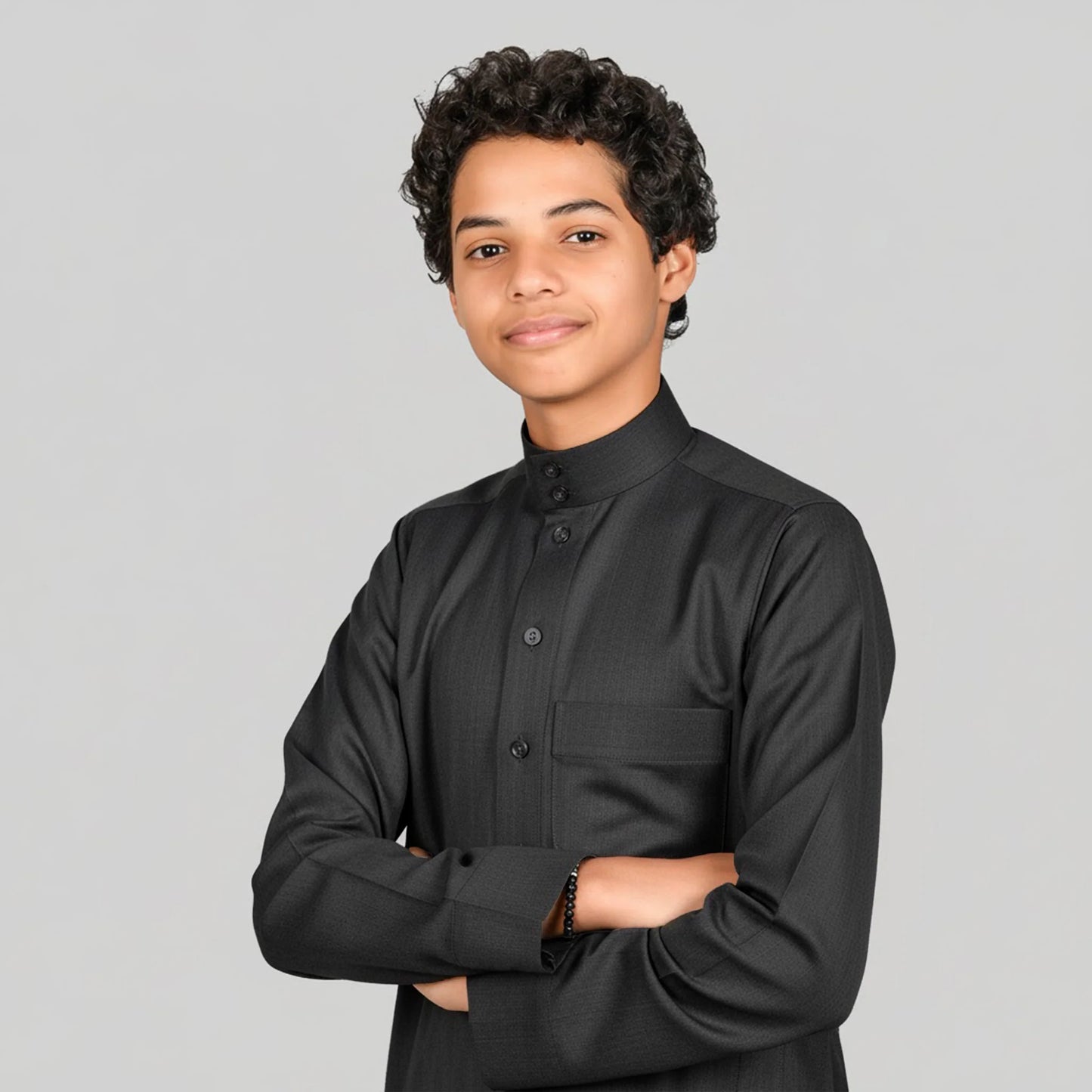 Kids Winter Thobe - Black - For Ramadhan , Eid , Events & Casual Use - Thaub , Thawb Thaob , Jubba , Dishdasha