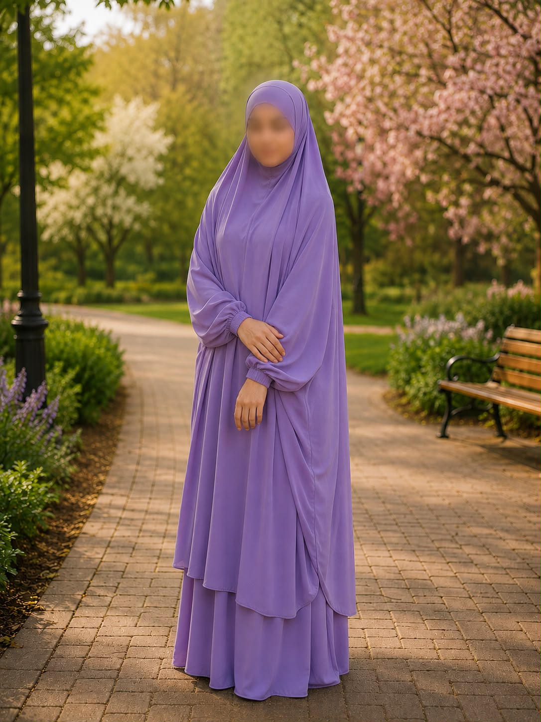 Premium Free Size 2 Piece Jilbab Set | Modest Muslim Khimar & Skirt with Side Pocket