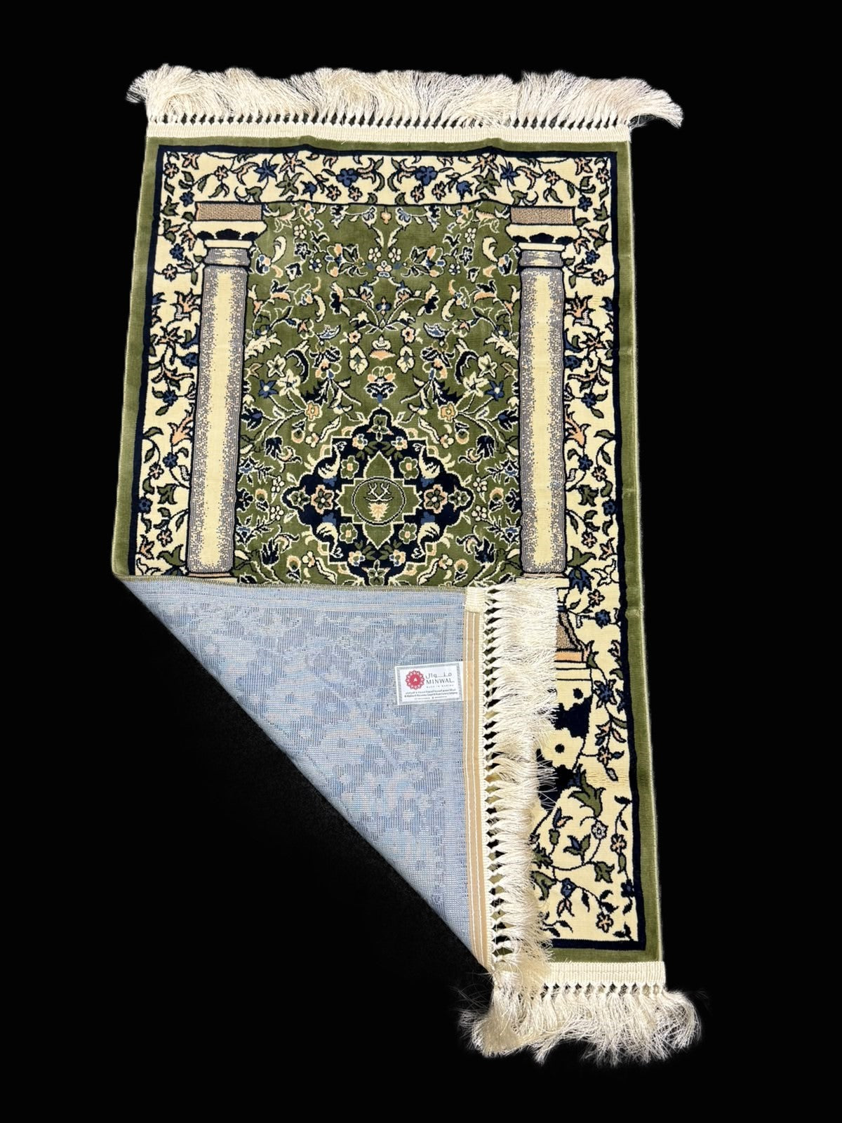 Mihrab Nusuki Premium Islamic Prayer Mat – Elegant Green Mosque Arch Design