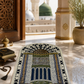 Prophet's Mihrab Prayer Mat Arched With Matching Handbag- Luxury Thick Velvet Islamic Rug Sajjada Sajada Janamaz  Musalla