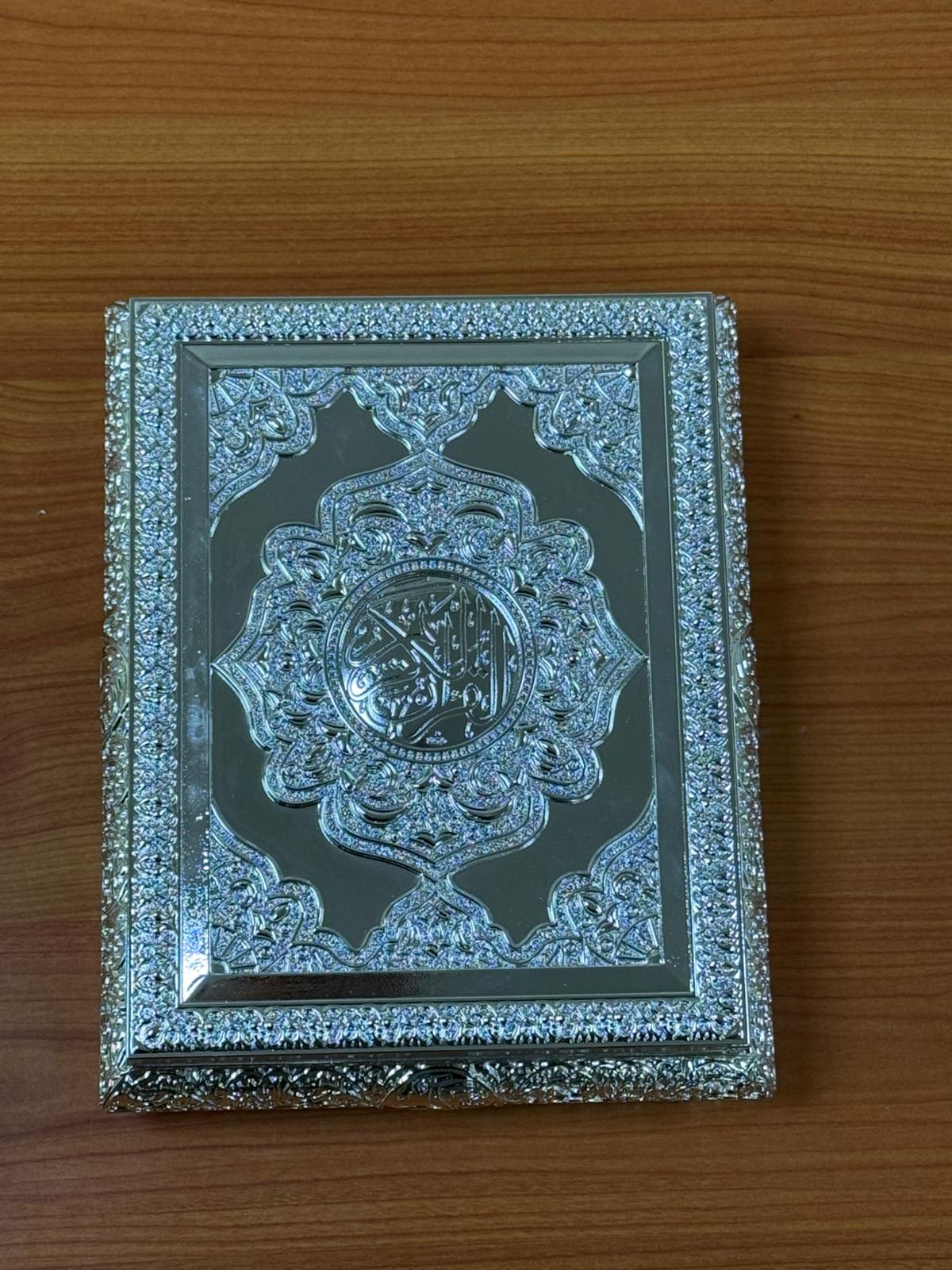 Luxury Silver Quran Box Mirror Finish Ornate Islamic Storage Case Large Gift