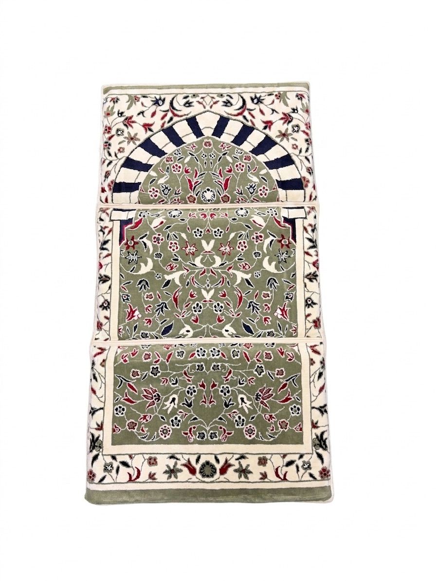 Premium Rawdah Mubarakah Foldable Prayer Mat with Backrest Support