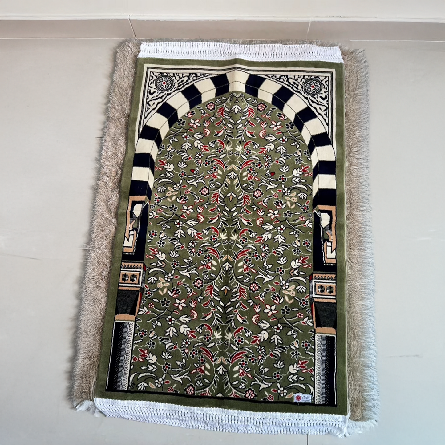 Al Rawdha Al Sharifa Prayer Mat - Green with Handbag