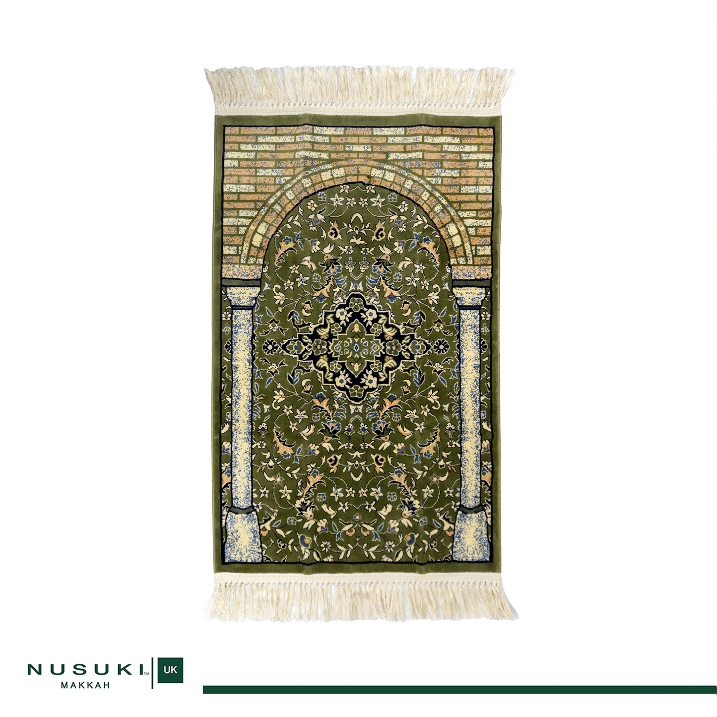 Rawdat Al Zahideen Prayer Mat Green with Handbag