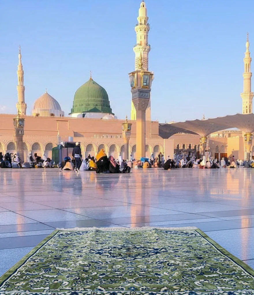 Rawdat Al-Haramain Premium Prayer Mat with Handbag