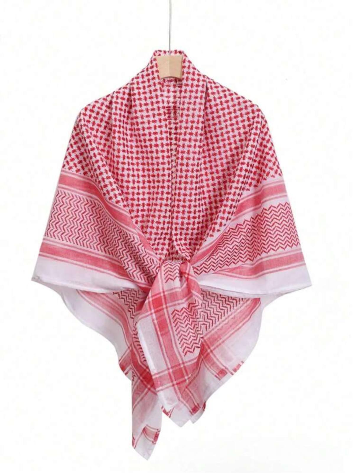Nusuki Men’s Red Palestinian Scarf – X-Large Keffiyeh | Traditional Shemagh Wrap