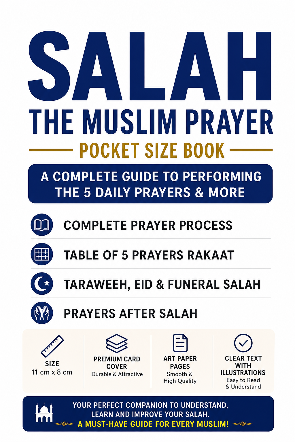 Salah – The Muslim Prayer Pocket Size Book | Complete Prayer Guide | 11 × 8 cm