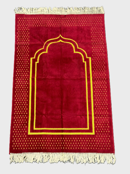 Minwal Salsabil Prayer Mat - Hygienic Pouch Packed - Crimson