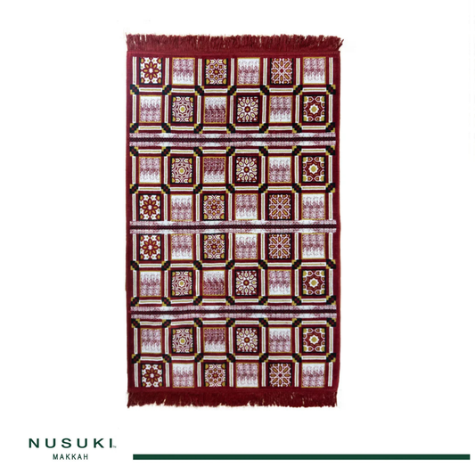Minwal Al Mutamayiza XL Red Prayer Mat – Salah Rug for Men & Women