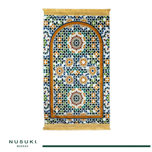 Arabesque Prayer Mat with HandBag - Traditional Islamic Rug Sajjada Sajada Janamaz Musalla