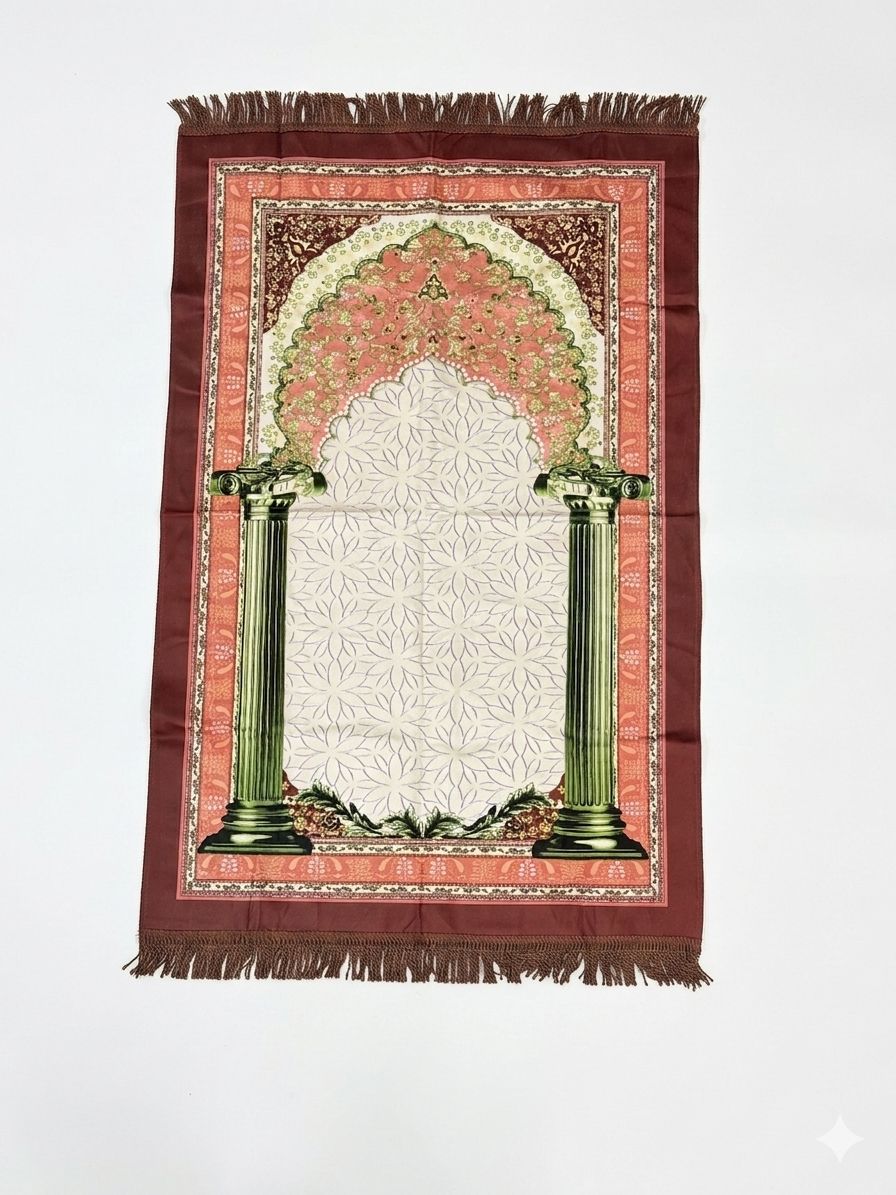 Classic Travel Prayer Mat with Carry Pouch D-1  - Lightweight Foldable Islamic Rug Sajjada Sajada Musalla Janamaz