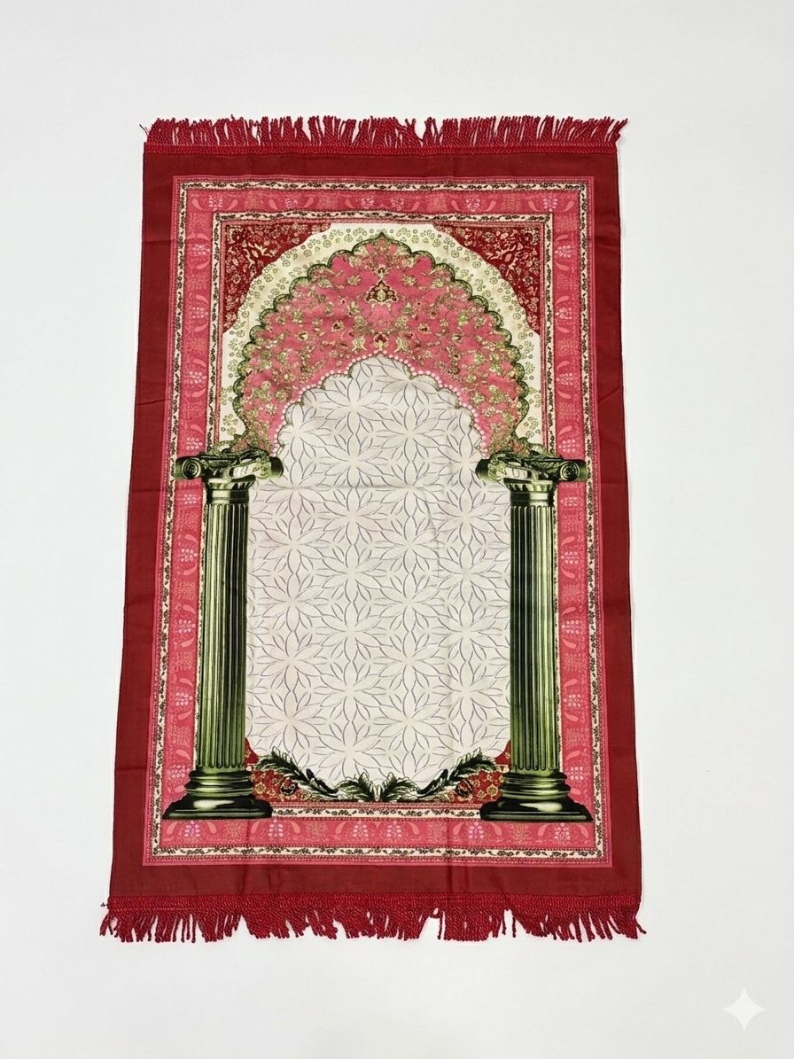 Classic Travel Prayer Mat with Carry Pouch D-1  - Lightweight Foldable Islamic Rug Sajjada Sajada Musalla Janamaz