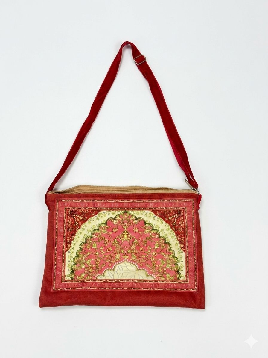 Classic Travel Prayer Mat with Carry Pouch D-1  - Lightweight Foldable Islamic Rug Sajjada Sajada Musalla Janamaz