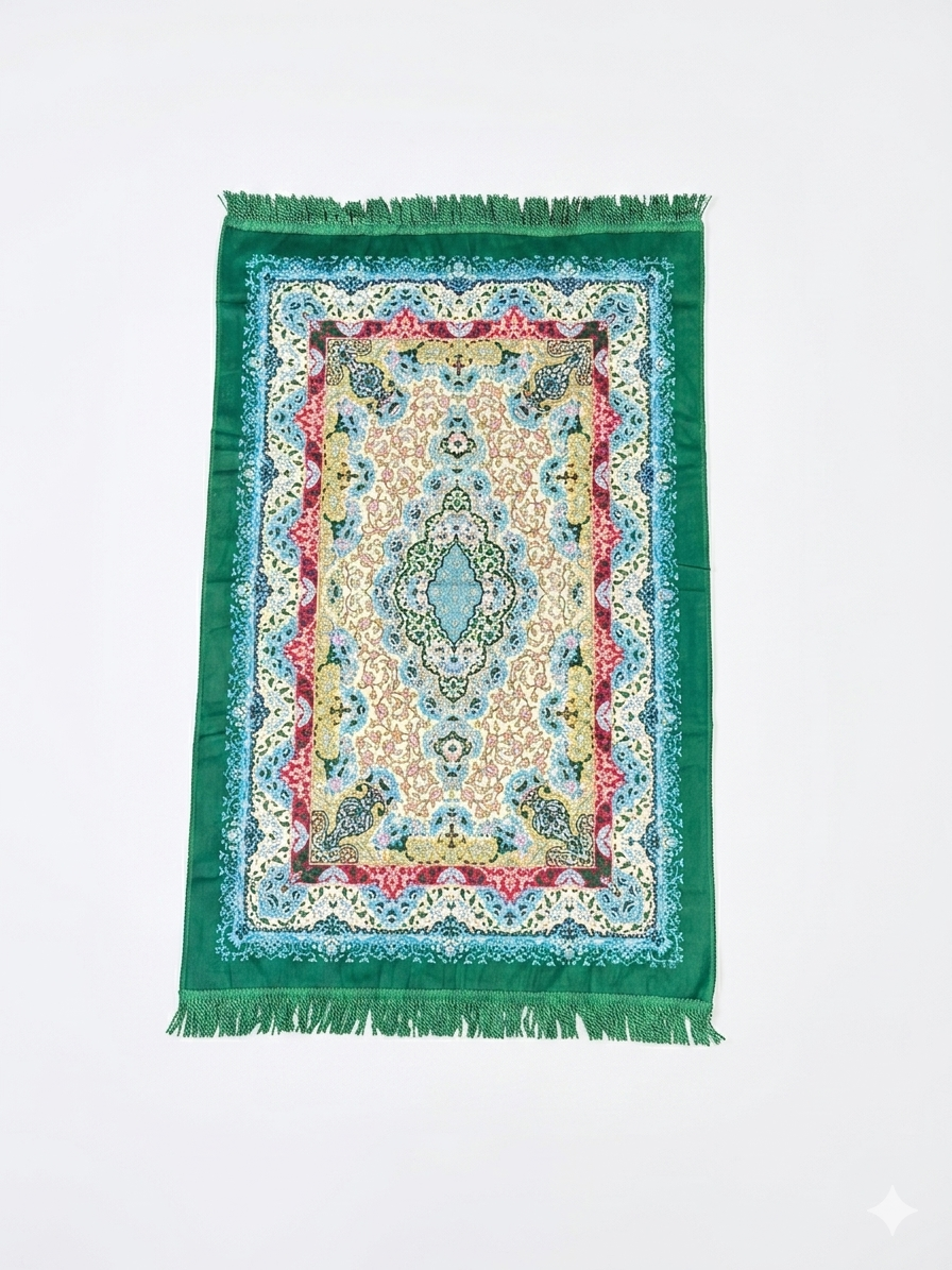Classic Travel Prayer Mat with Carry Pouch D-2  - Lightweight Foldable Islamic Rug Sajjada Sajada Musalla Janamaz